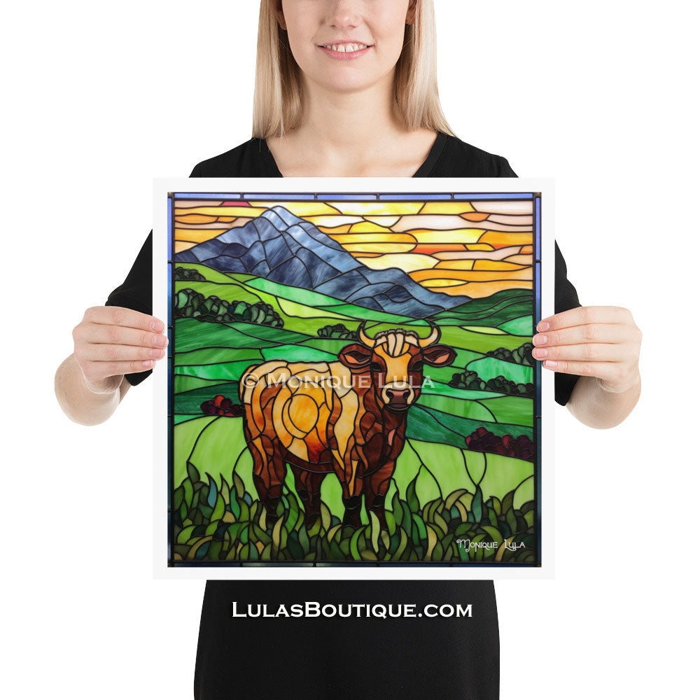 Cow in Field Print