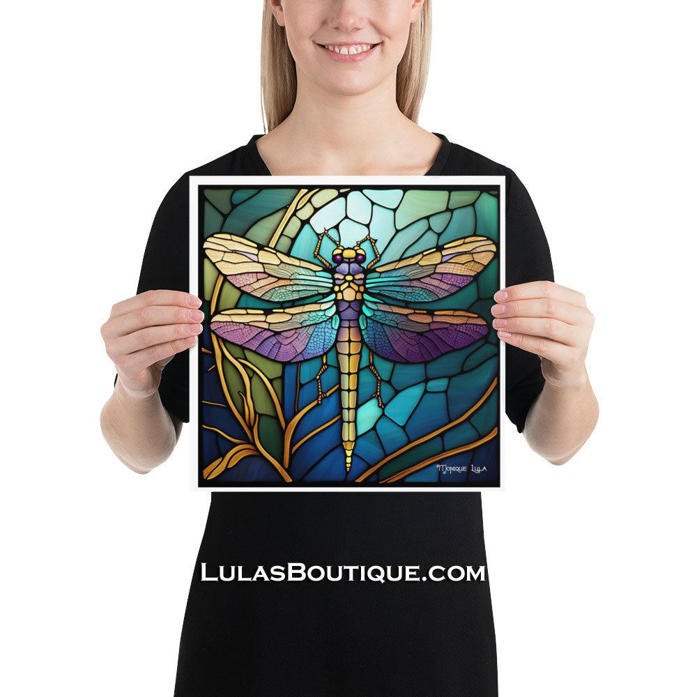Dragonfly Stained Glass Print