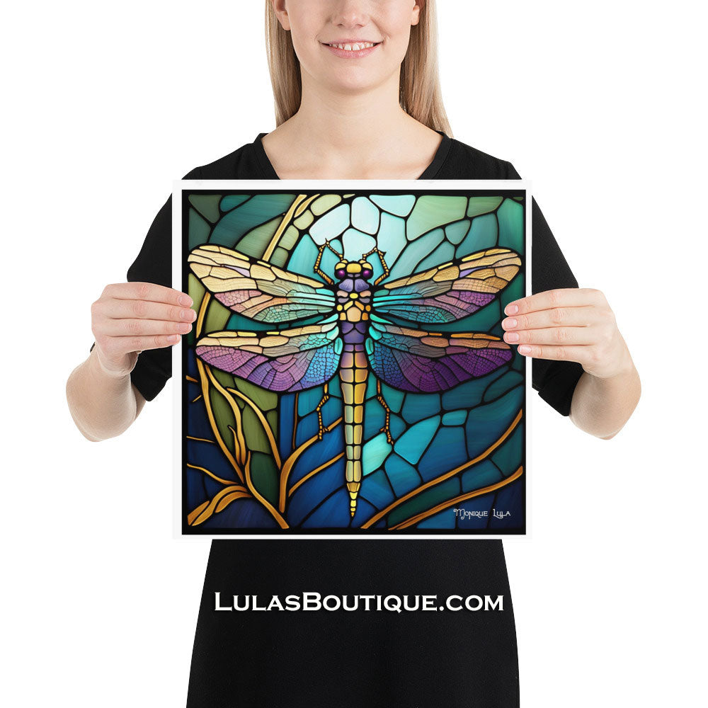 Dragonfly Stained Glass Print