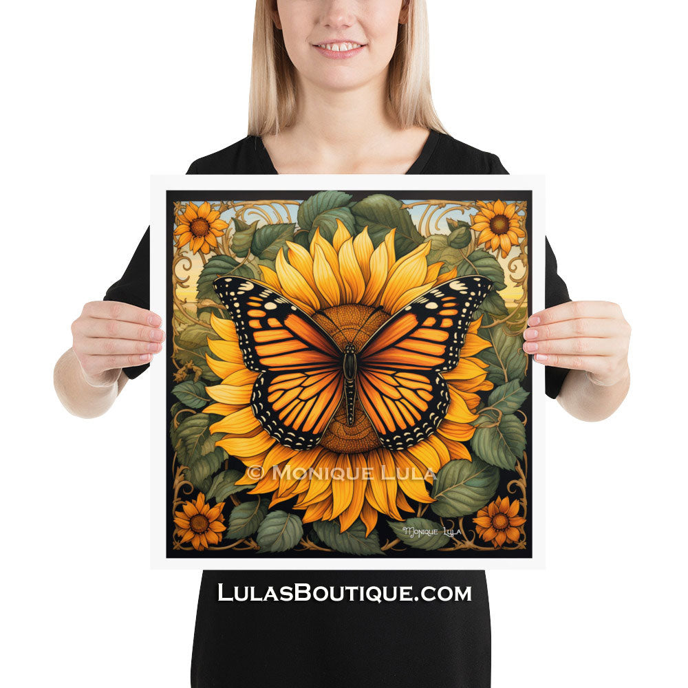 Monarch Butterly with Sunflowers