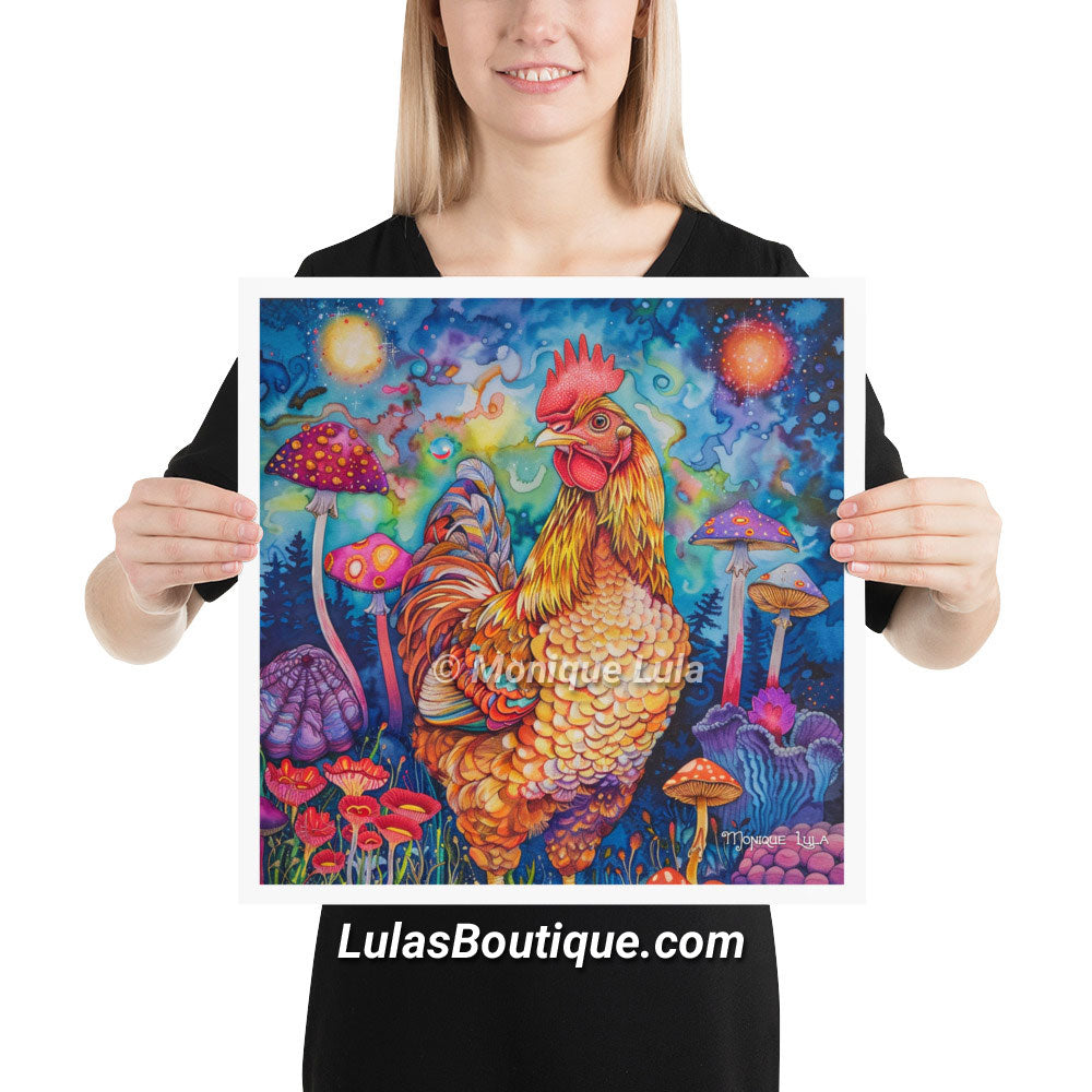 Rainbow Chicken & Mushrooms Print