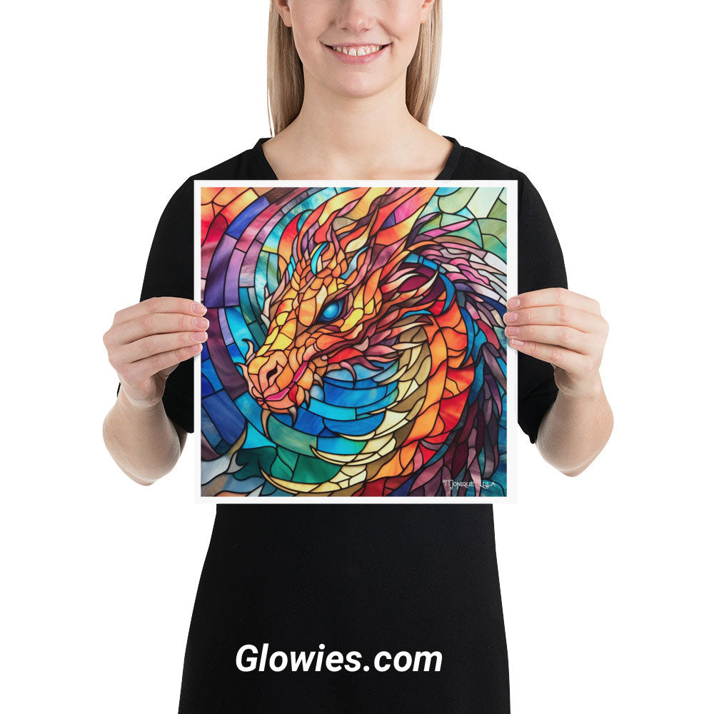 Dragon Rainbow Stained Glass Print