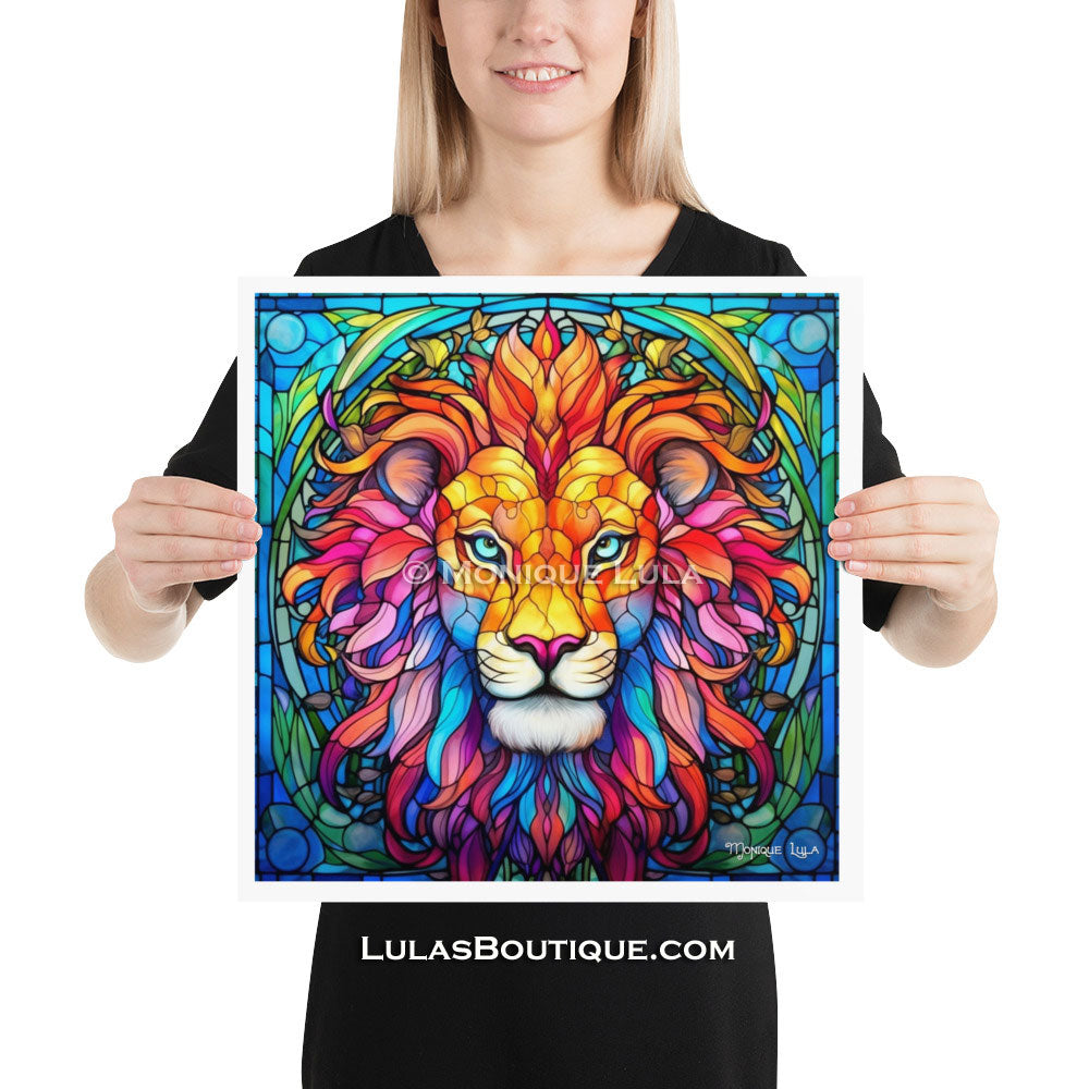 Stained Glass Lion Head