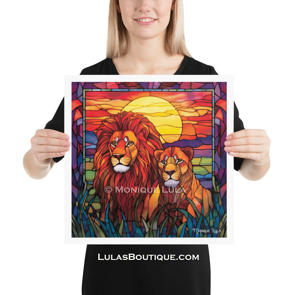 Stained Glass Lions #2 - Sunset