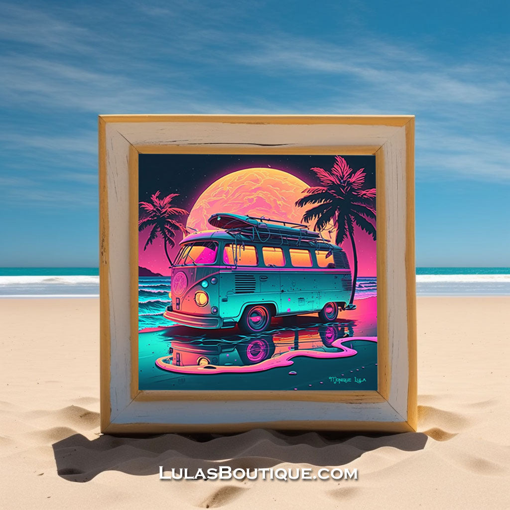 Retro Beach Van Sunset