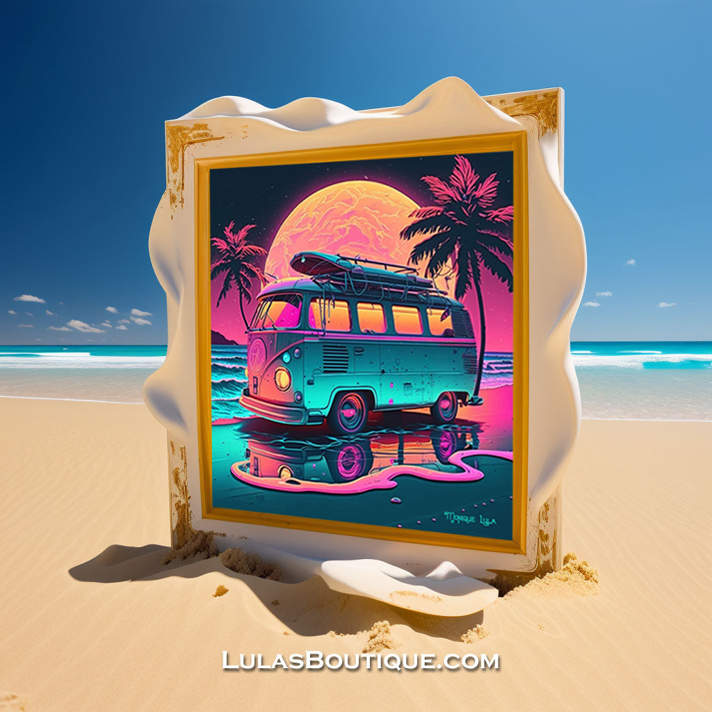 Retro Beach Van Sunset