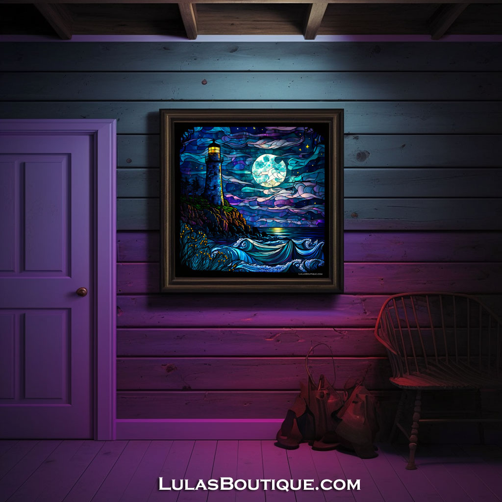 Moonlight Lighthouse Print