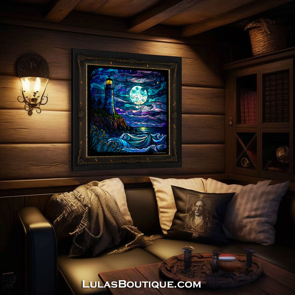 Moonlight Lighthouse Print