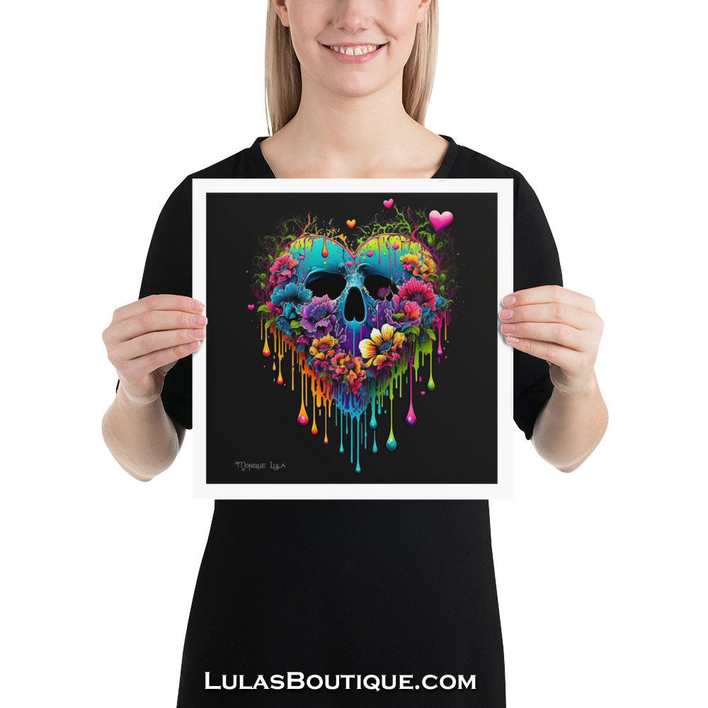 Drip Skull Heart Print
