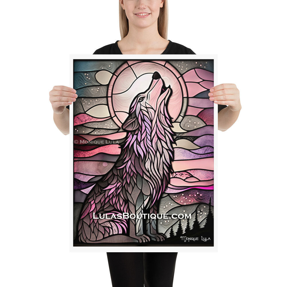 Stained Glass Howling Wolf