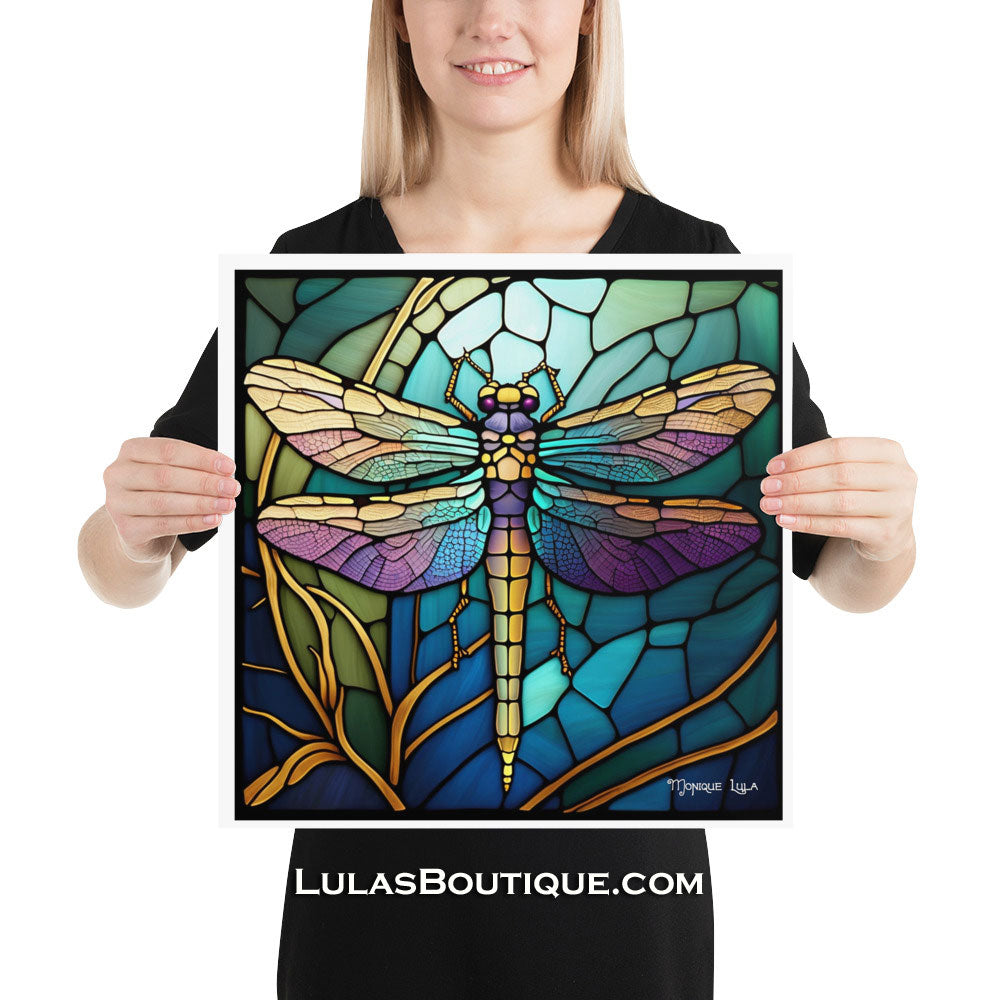 Dragonfly Stained Glass Print