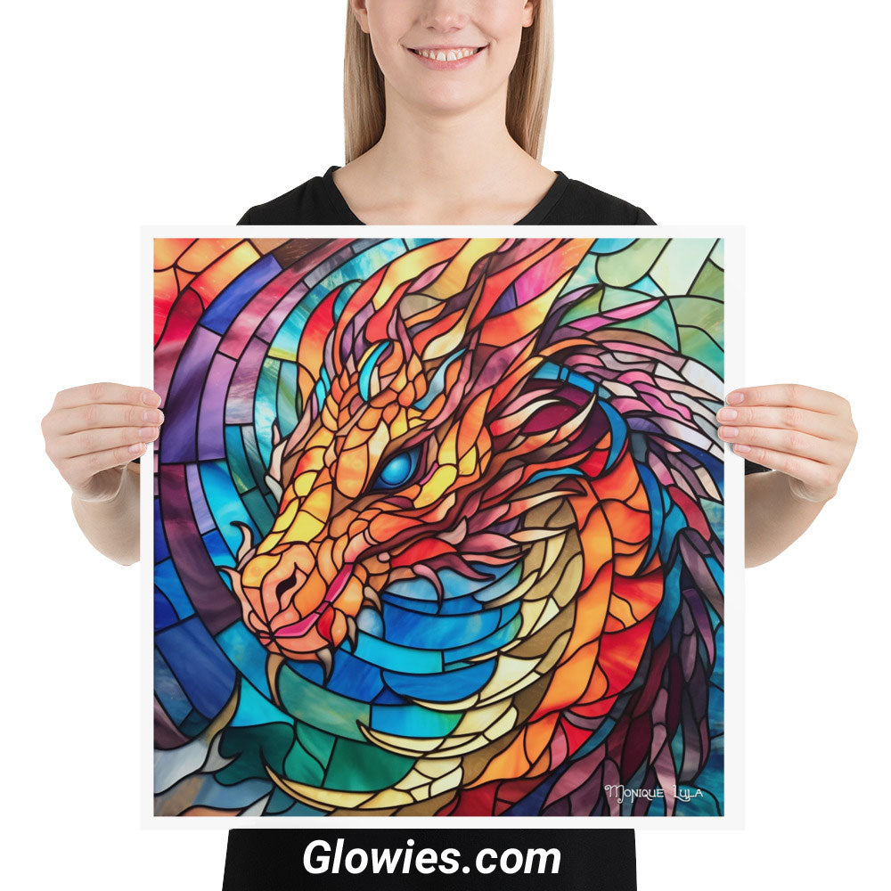 Dragon Rainbow Stained Glass Print