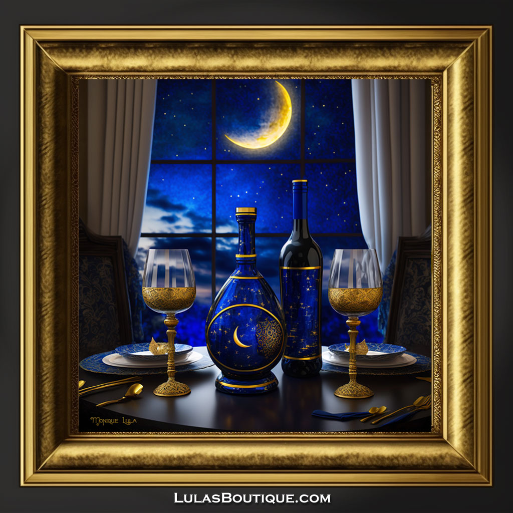 Blue & Gold Celestial Bottles Print