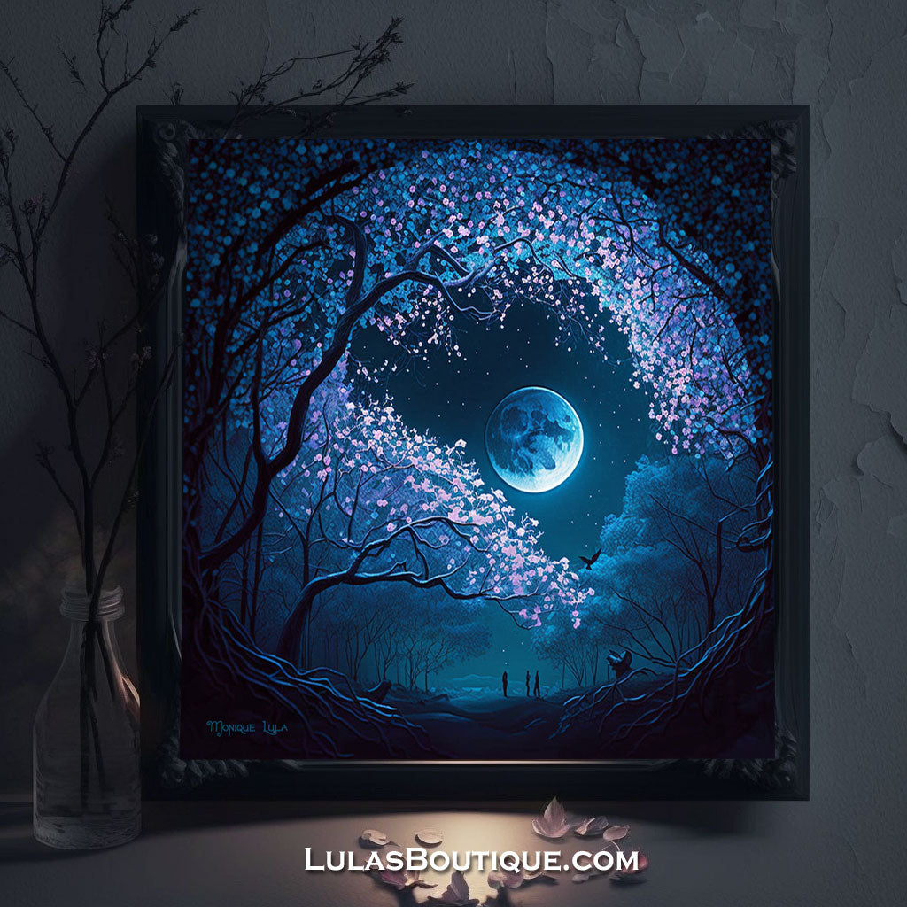 Moonlight Cherry Blossoms Print