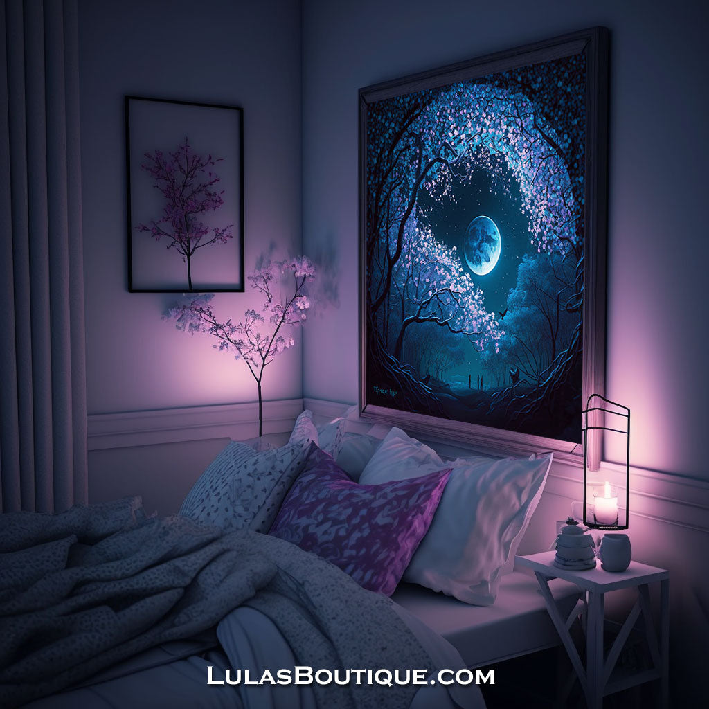 Moonlight Cherry Blossoms Print