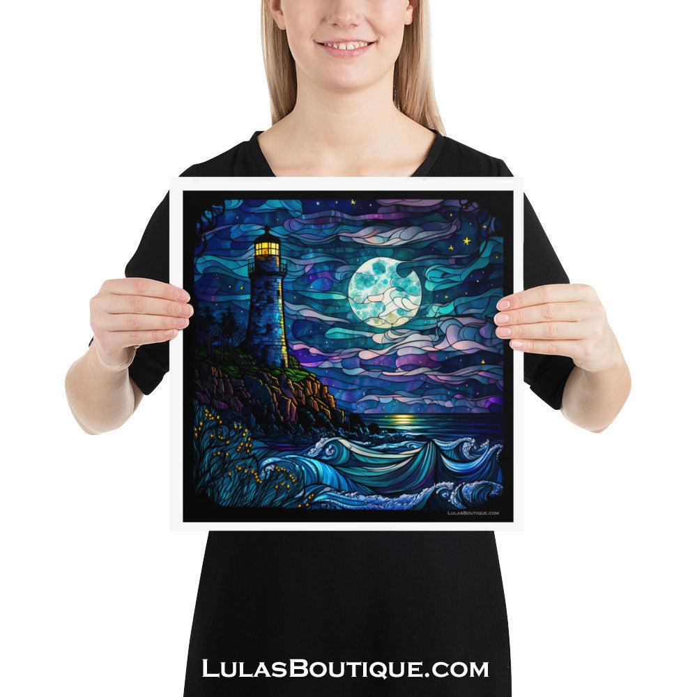 Moonlight Lighthouse Print