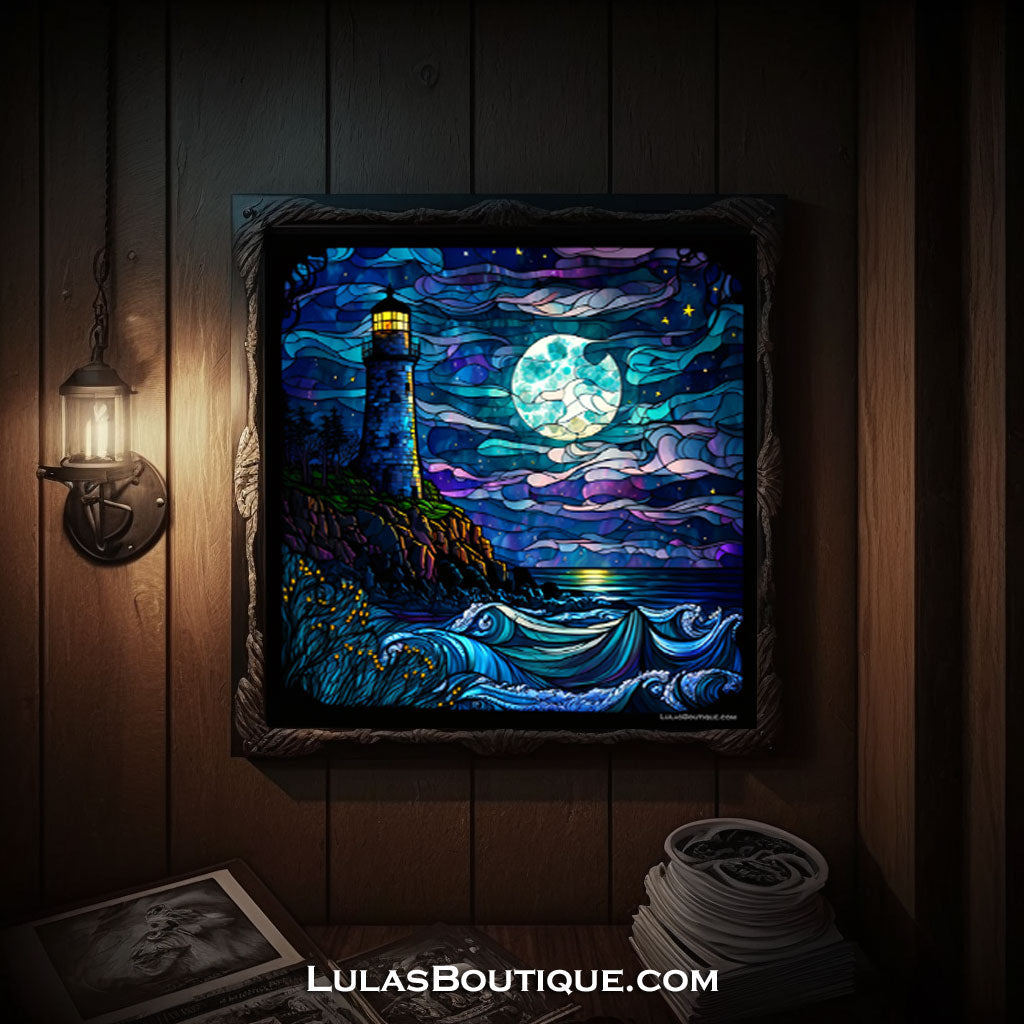 Moonlight Lighthouse Print