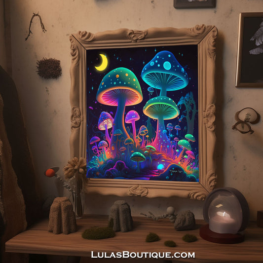 Mushrooms in Moonlight Print