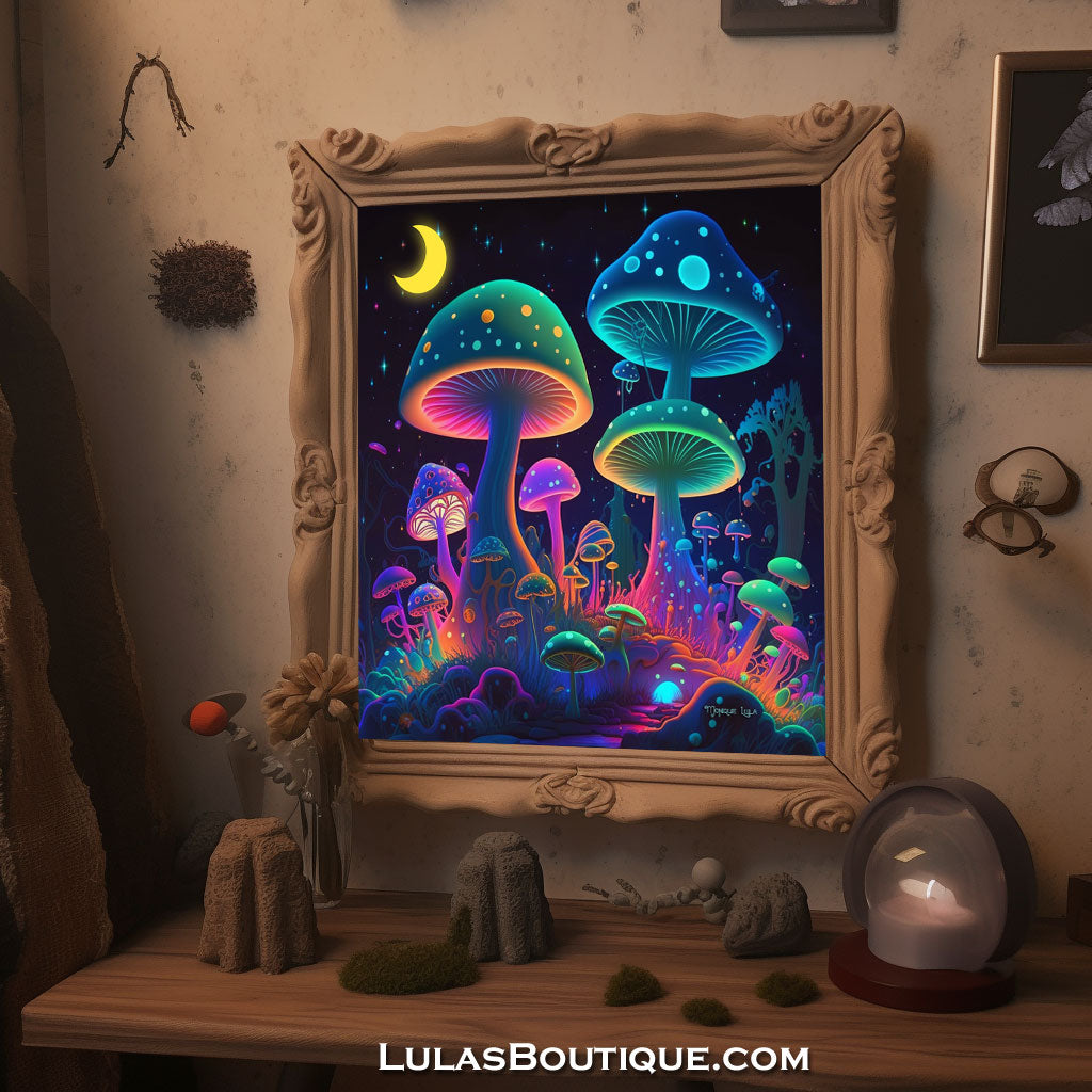 Mushrooms in Moonlight Print