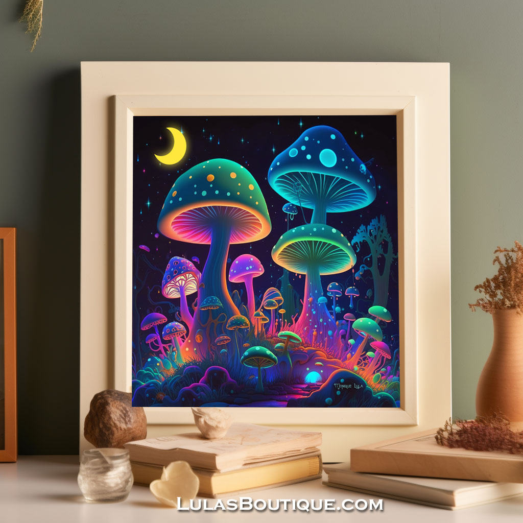 Mushrooms in Moonlight Print